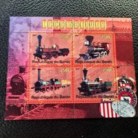 Бенин 2007. Железная дорога. Паровозы. Малый лист