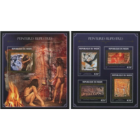 Нигер 2016г  Живопись  ИСКУССТВО КАРТИНЫ  золото  к/б+бл MNH