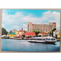 Пинск, река Пина. Теплоход. Открытка