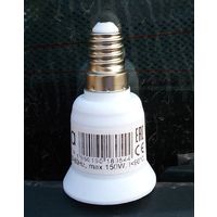 Переходник цокольный с Е14 на Е27 белый REXANT