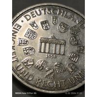 Памятная медаль Германия серебро  5 лет объединения Германии 3.10.1995, 26мм,10г