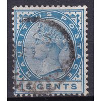 19.BrKM. Великобритания. Колонии. Маврикий. Виктория. Стандарт. 15C. 1894 г. Mi.#81.