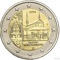 2 евро 2013 Германия Монастырь Маульбронн, Баден-Вюртемберг дворы A G F D J UNC из ролла на выбор