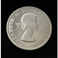 1 доллар 1961 г.  Каноэ. Канада.  Елизавета 2 . Серебро.