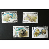 СССР 1987 г. Белые медведи. WWF. Фауна, полная серия из 4 марок #0140-Ф1P28