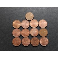 1 евроцент (13 монет)