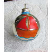 Елочная игрушка, шарик "Алые паруса",  диам. 6 см
