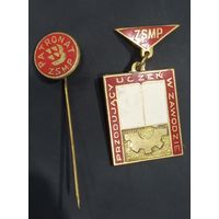2 значка ZSMP Союз Социалистической Польской Молодёжи