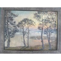 Аракчеев Б.В. 1984 холст масло 46*61  "Утро туманное на реке Сож"