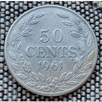 Либерия 50 центов 1961 года. Звезда. Серебро. Сторгуй за свою цену, предложи обмен! Y