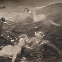 Игра волнъ. Энциклопедическая гравюра СПБ. 19-20века 24х16см. РАСПРОДАЖА КОЛЛЕКЦИИ.