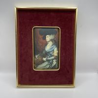 Антикварная шелкография в латунной раме. Италия. 2822