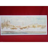 С рубля без мц. картина "Витебск. берег западной Двины". картон масло, 60х26х1см. вес 1.5кг.