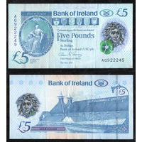 СЕВЕРНАЯ ИРЛАНДИЯ 5 Фунтов 2017 г., P-86 "Bank of Ireland" (Гиберния - Винокурня Bushmills)