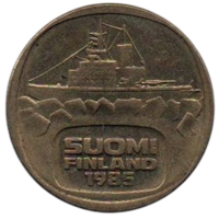 Финляндская Республика. 5 марок 1985 N. UNC. Корабль.