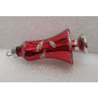 Игрушка ёлочная Колокольчик Роскошь, стекло. СССР