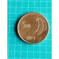 Катанга 5 франков 2013 г.