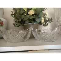 Парные хрустальные новые салатники, ручная работа