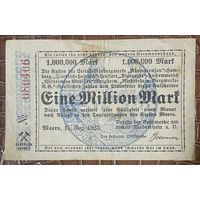 Банкнота 1 миллион марок 1923 год. Мёрс. Веймарская республика.