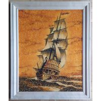 Картина из натурального янтаря 45 х 55 см в деревянной раме