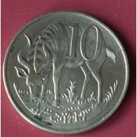 Эфиопия 10 центов 1977. Маленькая голова льва. Волоски не касаются подбородка