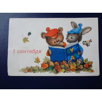 1 сентября.  1978 г.  Зайка, Мишка, букварь.