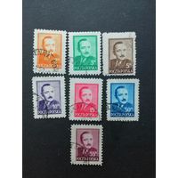 Польша 1948 Неполная серия марок "Президент Болеслав Берут" (гашение без клея, следы наклеек) Mi.518-520,522-523,525-526 каталог 2.20 евро