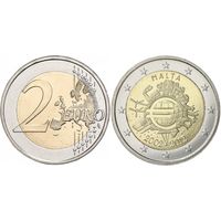 2 евро 2012 Мальта  10 лет наличному обращению евро. UNC из ролла