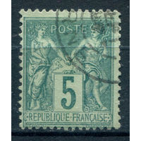 Франция - 1876/81г. - аллегория, тип II, 5 с - 1 марка - гашёная [Mi 59]. #2-Fr-49-KS-2