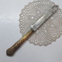 Нож столовый, около 1860г. Франция. Ручка СЕРЕБРО В ЗОЛОТЕ с 1 рубля. ИЗЯЩНЫЙ