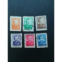 Польша 1948 Неполная серия марок "Президент Болеслав Берут" (гашение без клея, на двух наклейки) Mi.518-520,522-523,525 каталог 1.20 евро