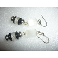 Редкие Серьги Атласное Стекло 50-ые Старая Чехия