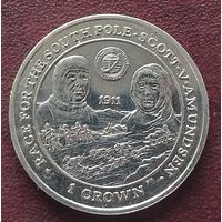 Фолклендские острова 1 крона, 2007 Путешествие к Южному полюсу, 2