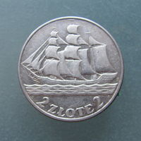 2 злотых 1936, Польша.