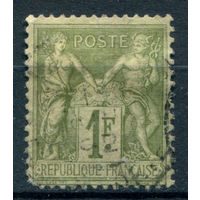 Франция - 1876/81г. - аллегория, тип II, 1 Fr - 1 марка - гашёная [Mi 67]. #2-Fr-49-KS-2