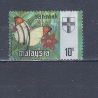 [1349] Малайзия,Саравак 1971. Фауна.Бабочки.10 с. Гашеная марка.