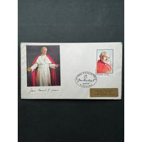 Польша 1983 Конверт посвященный филателистической выставке в Щецине "Папа Ян Павел II в филателии" с маркой из серии "II визит Папы Павла II в Польшу" (спецгашение Щецин) Mi.2868