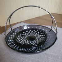 Вазочка и розетки для варенья 3 шт., цветное стекло.