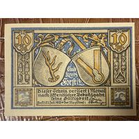 Нотгельд 10 пфеннигов 1921 год. Форст. Веймарская республика