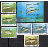 Азербайджан 1993. Фауна. Рыбы. 6 марок+блок (10)