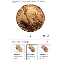 1/2 oz .999 Pure Copper Medallion 3 дня!