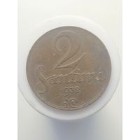 2 сантима Латвия 1932 год  лот 42
