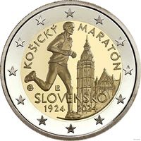 2 евро 2024 Словакия 100 лет Кошицкого марафона UNC из ролла