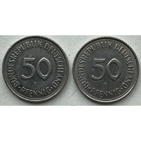 Германия 50 пфеннигов 1990 г. F. Цена за 1 шт.