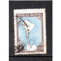 Аргентина. Ми-583.Карта Аргентины и аргентинской части Антарктиды.1951.