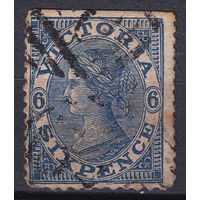 90.Aust. Великобритания. Австралийские штаты. Виктория. Стандарт. 1866 г. 6p. Mi.#41.
