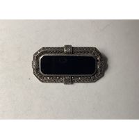 Брошь старинная Серебро Оникс? Марказиты Англия