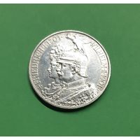 Германия. 2 марки. 1901 год. 200 лет Пруссии. Отличная! Серебро