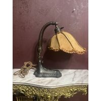 Старинная настольная лампа, 1900-1910 год, металл, ткань,Европа, много лотов с рубля