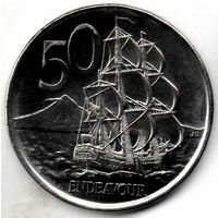 КОРОЛЕВСТВО НОВАЯ ЗЕЛАНДИЯ 50 ЦЕНТОВ 2006 г. ПАРУСНИК ИНДЕВОР (Корабль Джеймса Кука). Сталь с никелевым покрытием